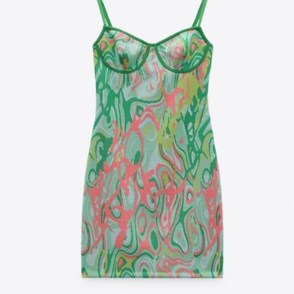 Green and Pink Mini Dress